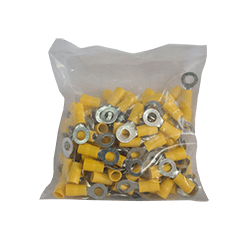 Terminal oreja aluminio grande con protector amarillo