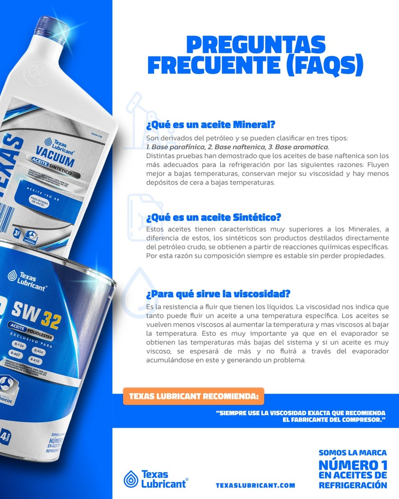 Aceite polialquileno glicol 8oz con Uv R-134a PAG-100 20 x caja TEXAS