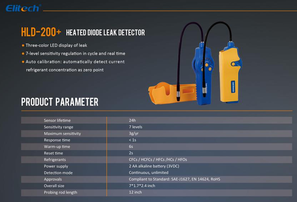 Detector de fuga diodo calentado refrigerantes halogenados ELITECH