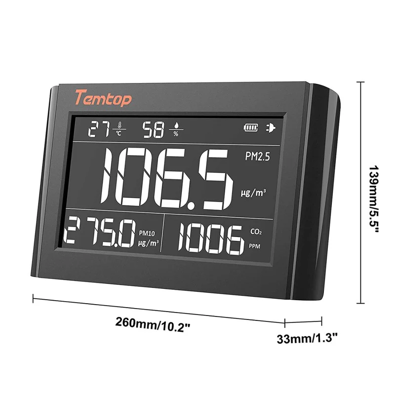 Medidor de calidad de aire Temperatura-Humedad-C02-PM2.5-PM10 ELITECH