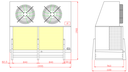 Evaporador de mural 10 HP 220V PH3 45.760 BTU LBP 2 fan 25 pulg EG-13.4/87.5 RGC