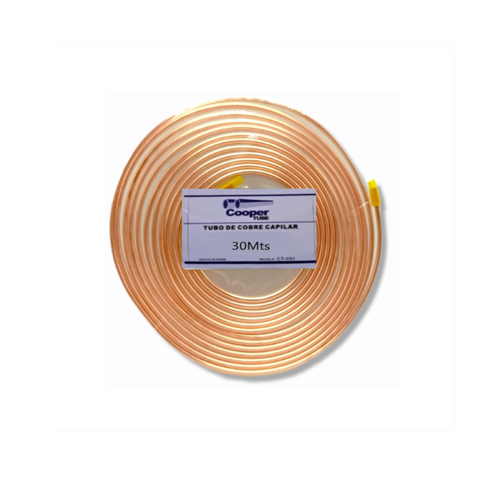 Tubo de cobre capilar 0.036 pulg 30 mts COPPER TUBE (copia)
