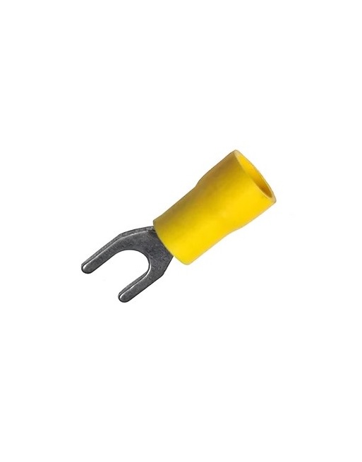 Terminal tipo U 10-12 AWG 5/16 forro amarillo 100 pzs RGC