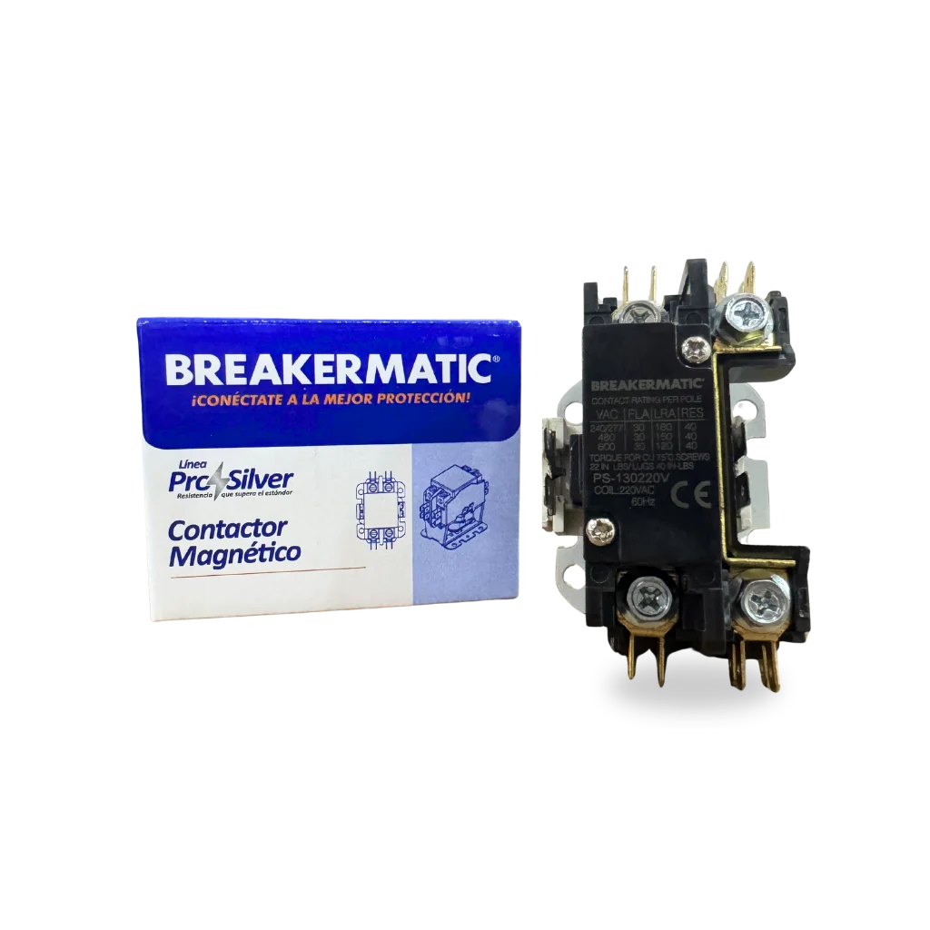 Contactor Pro-Silver 1 polo 30 AMP bobina 120V 60Hz BREAKERMATIC
